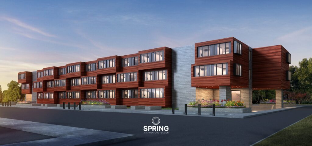Innovative Microhousing complex design by SPRING Design + Architecture in New York showcasing minimalist style.